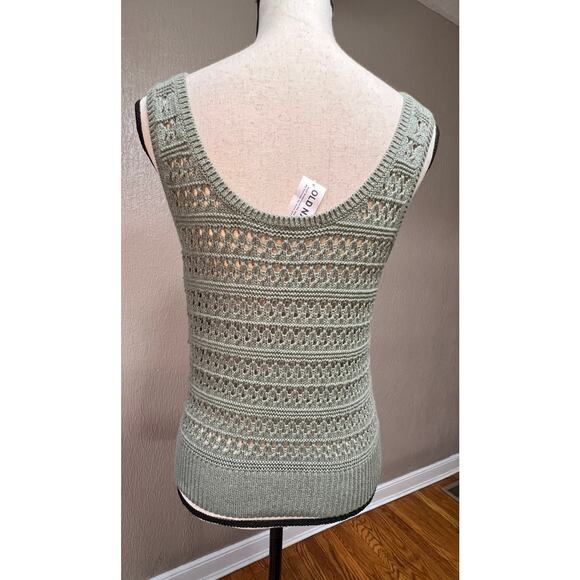 Old Navy Top Crochet Medium Open Knit Tank Norfolk Pine Green 100% Cotton New - Picture 2 of 12